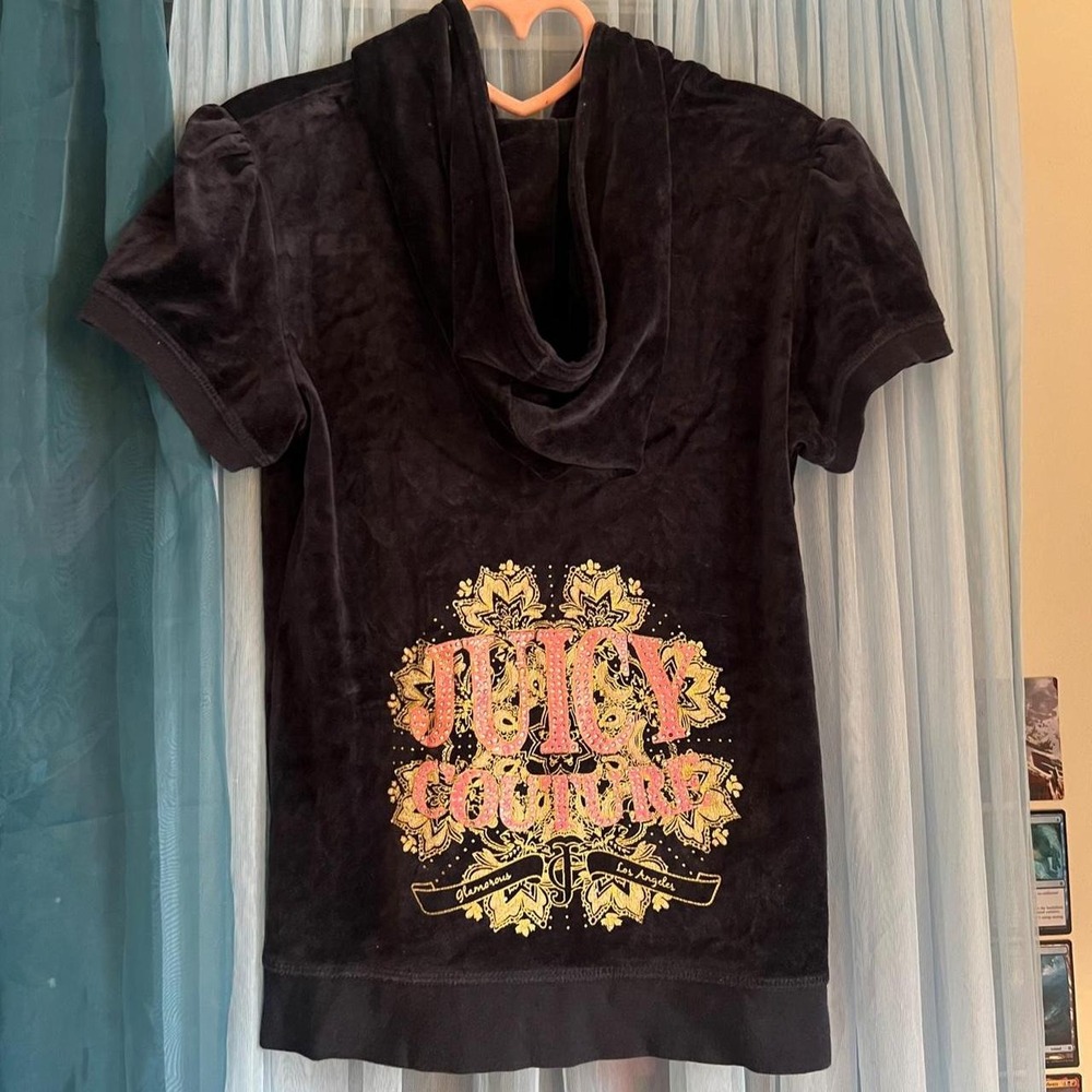 JUICY COUTURE Short Sleeve Velour Zip Hoodie